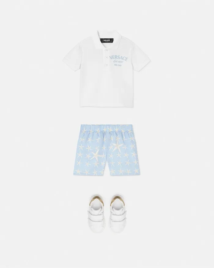 Versace Shirts and Tshirts Kids University Coral Baby Polo Shirt Whiteprint