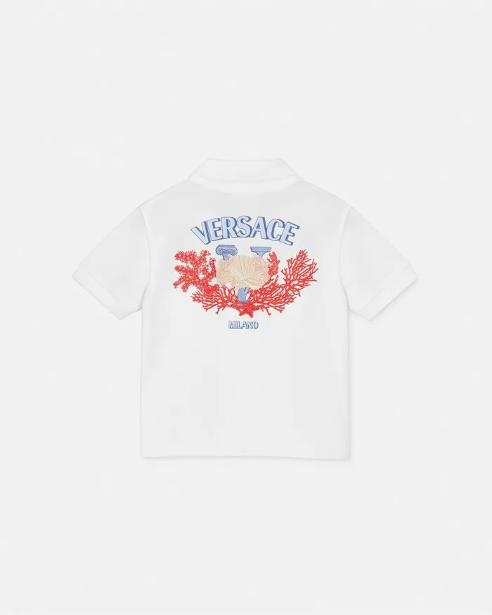 Versace Shirts and Tshirts Kids University Coral Baby Polo Shirt Whiteprint