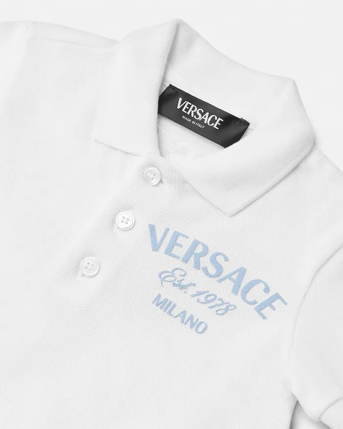 Versace Shirts and Tshirts Kids University Coral Baby Polo Shirt Whiteprint