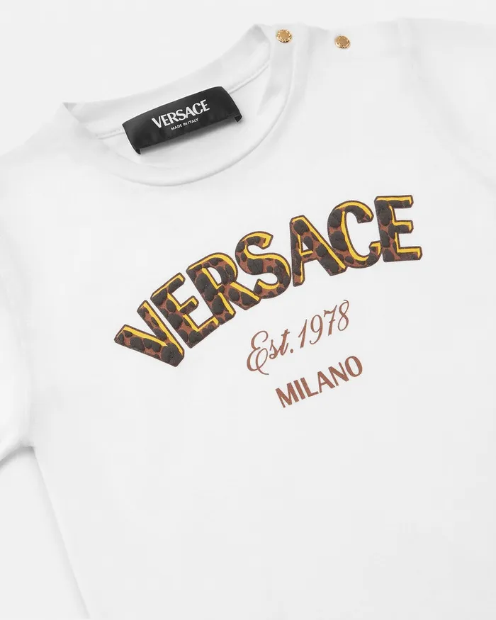 Versace Shirts and Tshirts Kids Wild Stamp Baby TShirt White