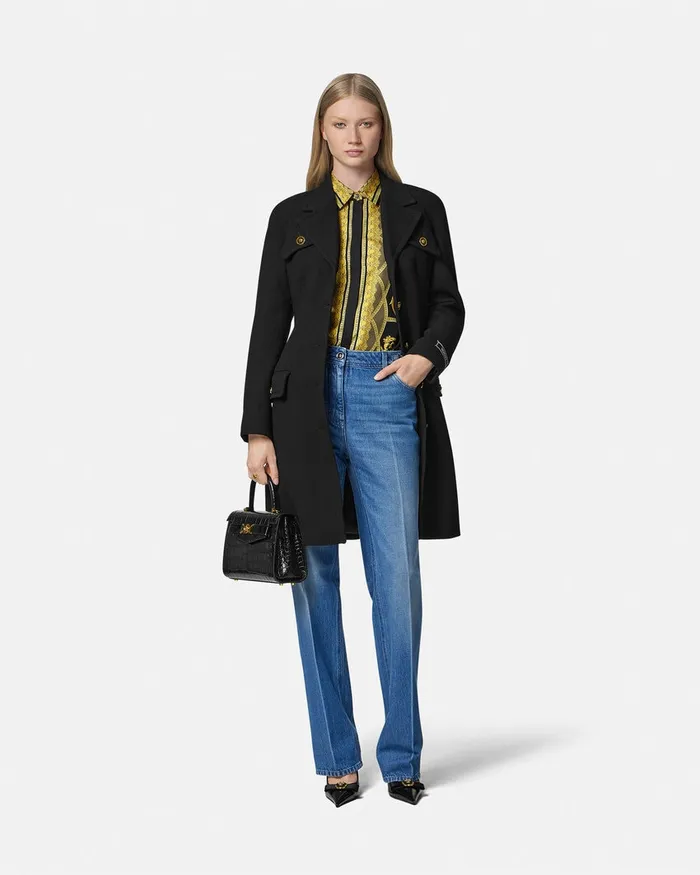 Versace Shirts and Tops Women La Coupe Des Dieux Silk Shirt Black