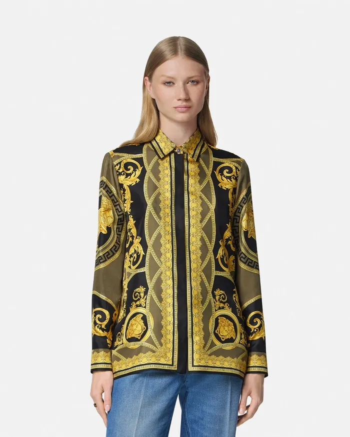 Versace Shirts and Tops Women La Coupe Des Dieux Silk Shirt Black