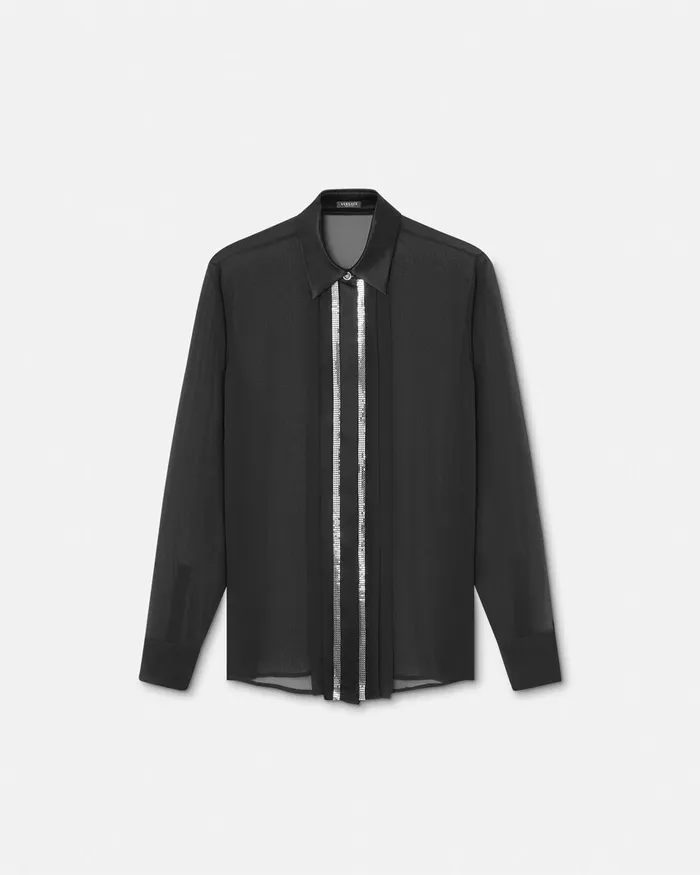 Versace Shirts and Tops Women Metal Mesh GeorgetteSilk Shirt Black