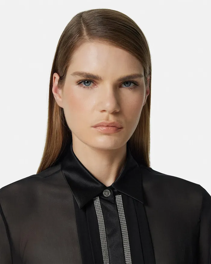 Versace Shirts and Tops Women Metal Mesh GeorgetteSilk Shirt Black