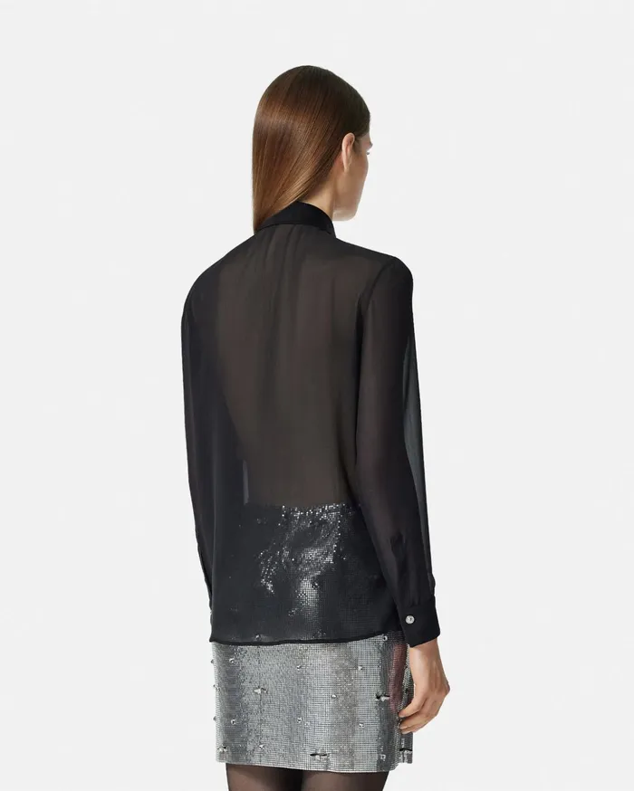 Versace Shirts and Tops Women Metal Mesh GeorgetteSilk Shirt Black