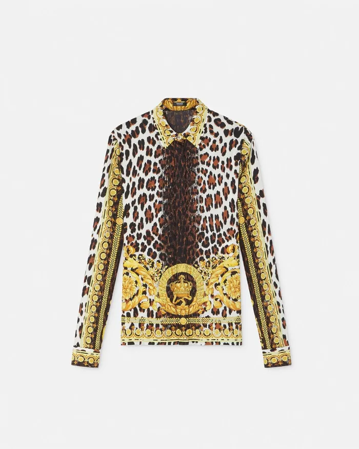 Versace Shirts and Tops Women Wild Barocco Silk Fitted Shirt Print