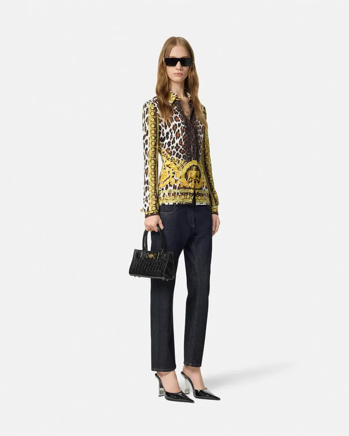 Versace Shirts and Tops Women Wild Barocco Silk Fitted Shirt Print