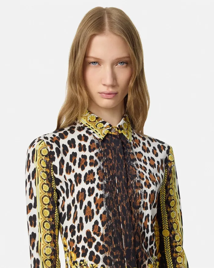 Versace Shirts and Tops Women Wild Barocco Silk Fitted Shirt Print