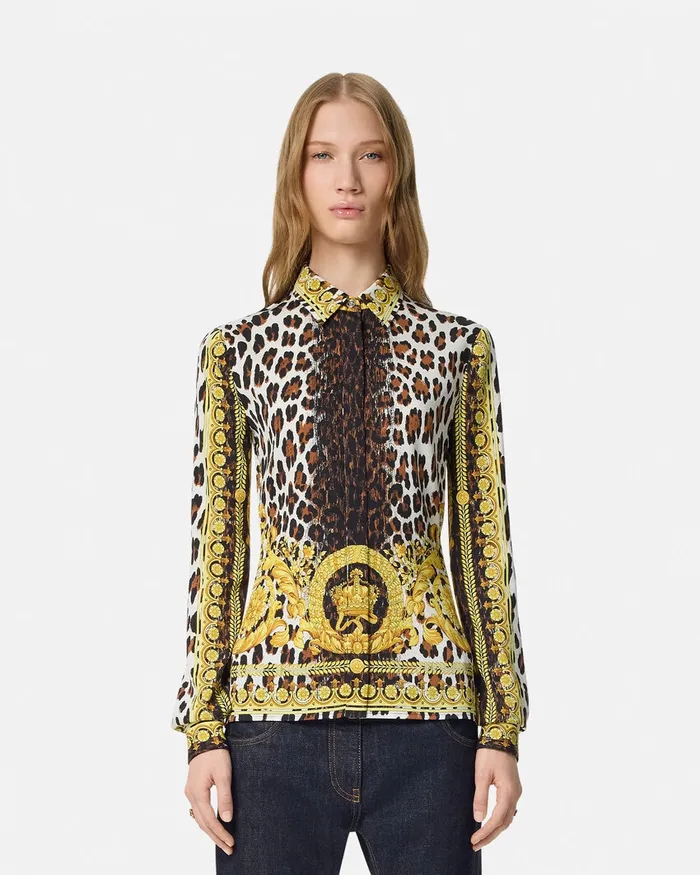 Versace Shirts and Tops Women Wild Barocco Silk Fitted Shirt Print