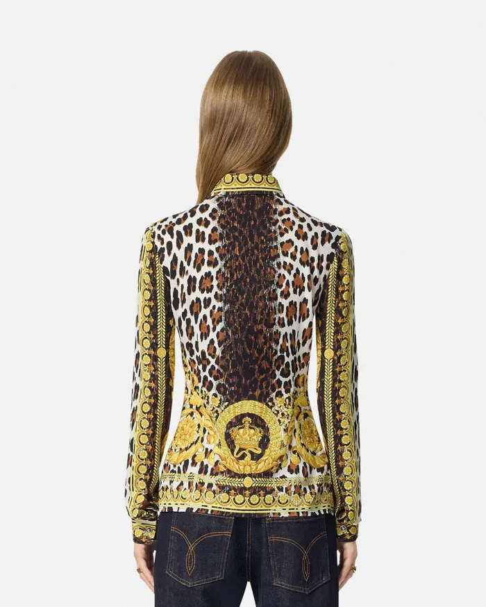Versace Shirts and Tops Women Wild Barocco Silk Fitted Shirt Print