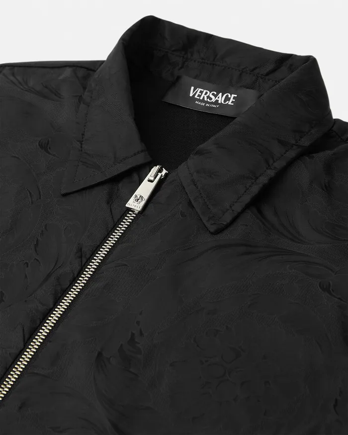Versace Shirts Kids Barocco Jacquard Nylon Shirt Black