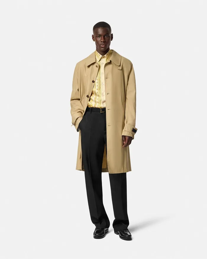 Versace Shirts Men Barocco Silk Shirt Yellowprint