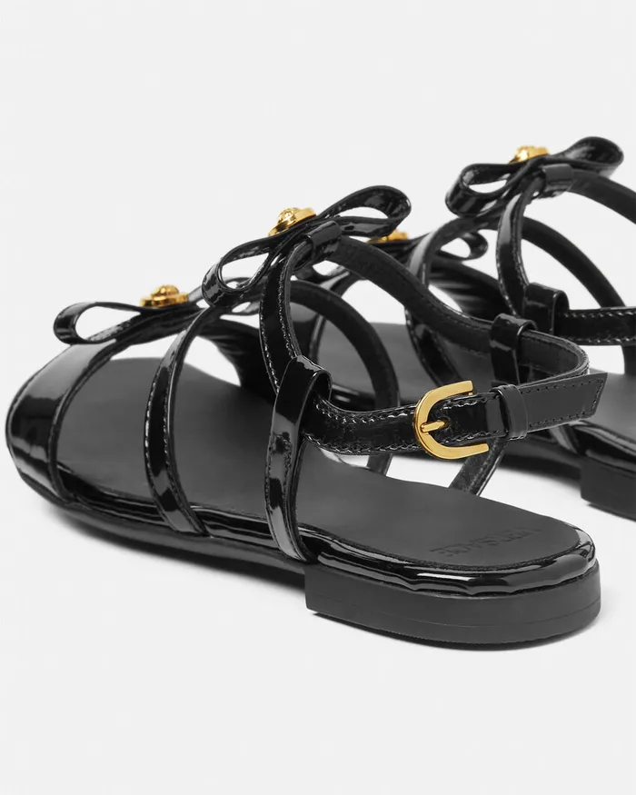 Versace Shoes Kids Gianni Ribbon Sandals Blackgold