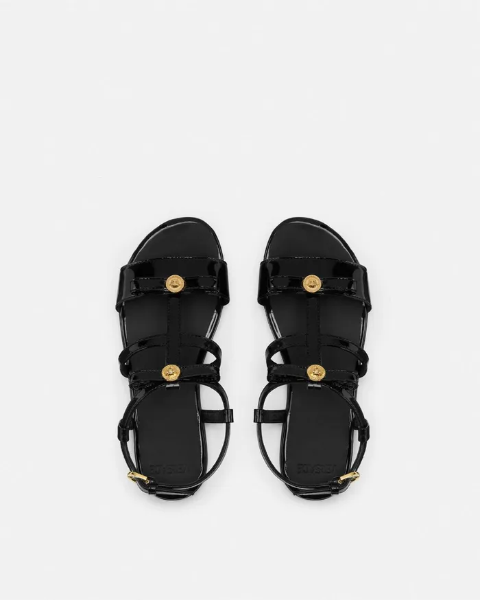 Versace Shoes Kids Gianni Ribbon Sandals Blackgold