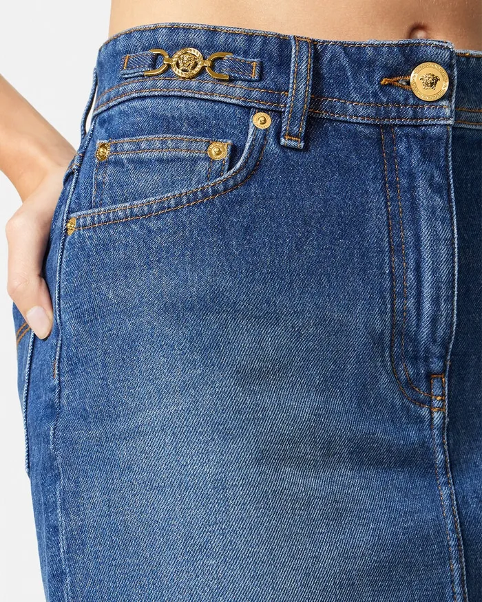 Versace Skirts Women Denim Mini Skirt Blue