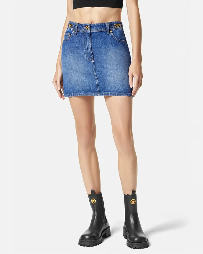 Versace Skirts Women Denim Mini Skirt Blue