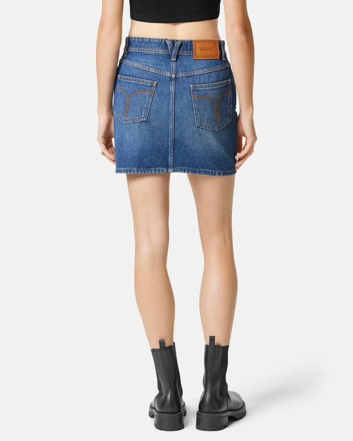 Versace Skirts Women Denim Mini Skirt Blue