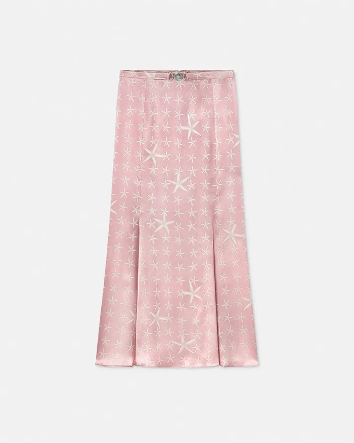Versace Skirts Women Stella Marina Flowing Silk Midi Skirt White