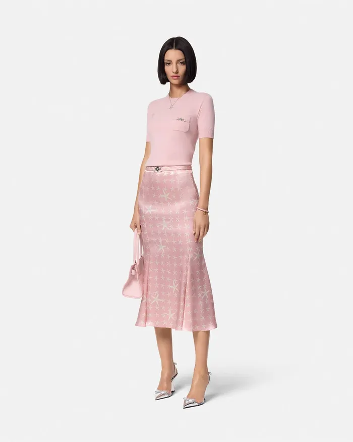 Versace Skirts Women Stella Marina Flowing Silk Midi Skirt White