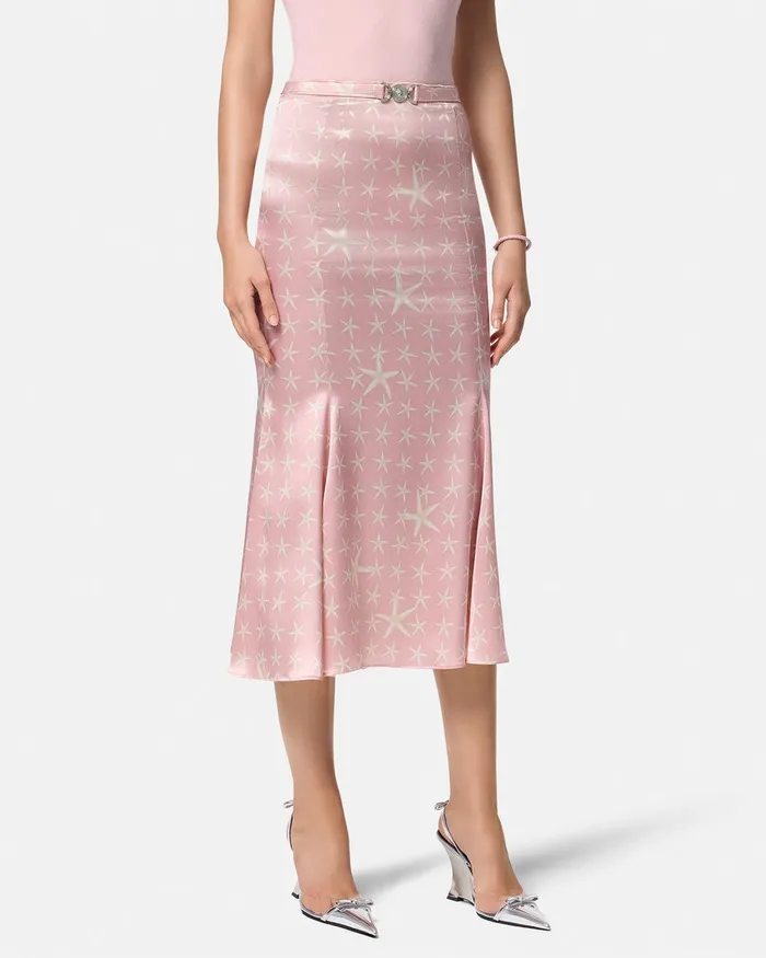 Versace Skirts Women Stella Marina Flowing Silk Midi Skirt White