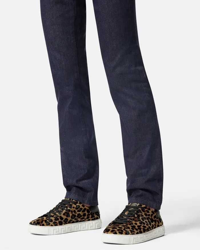 Versace Sneakers Men Leopard Greca Sneakers Animalier