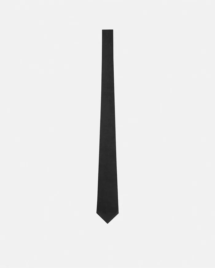 Versace Soft Accessories Men Barocco Jacquard Silk Tie Black