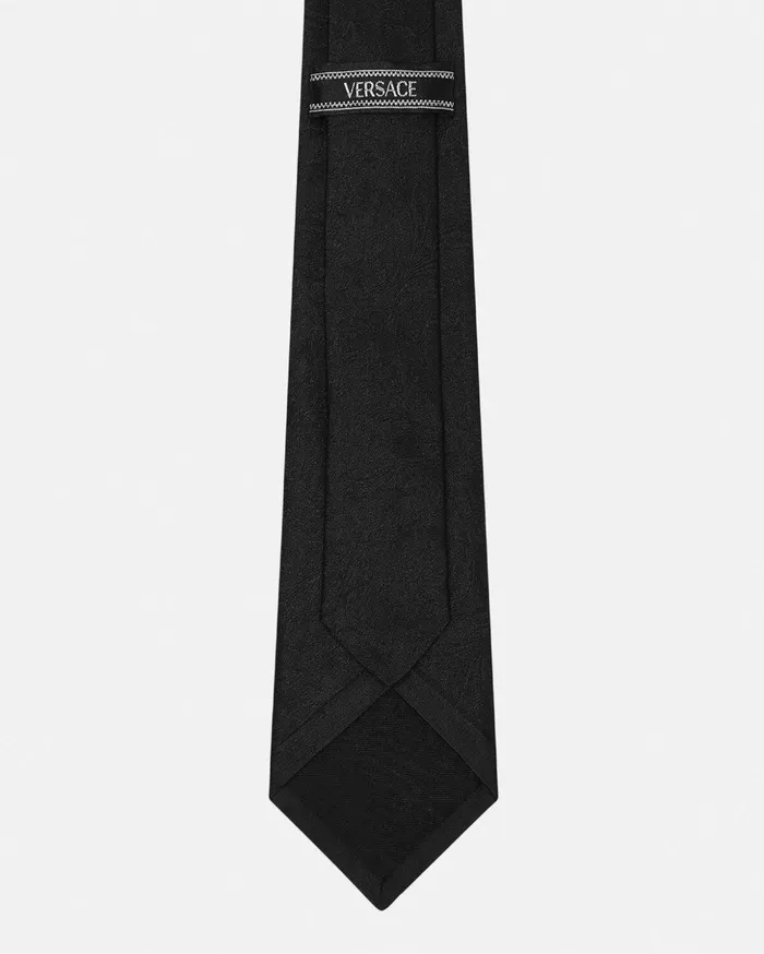 Versace Soft Accessories Men Barocco Jacquard Silk Tie Black