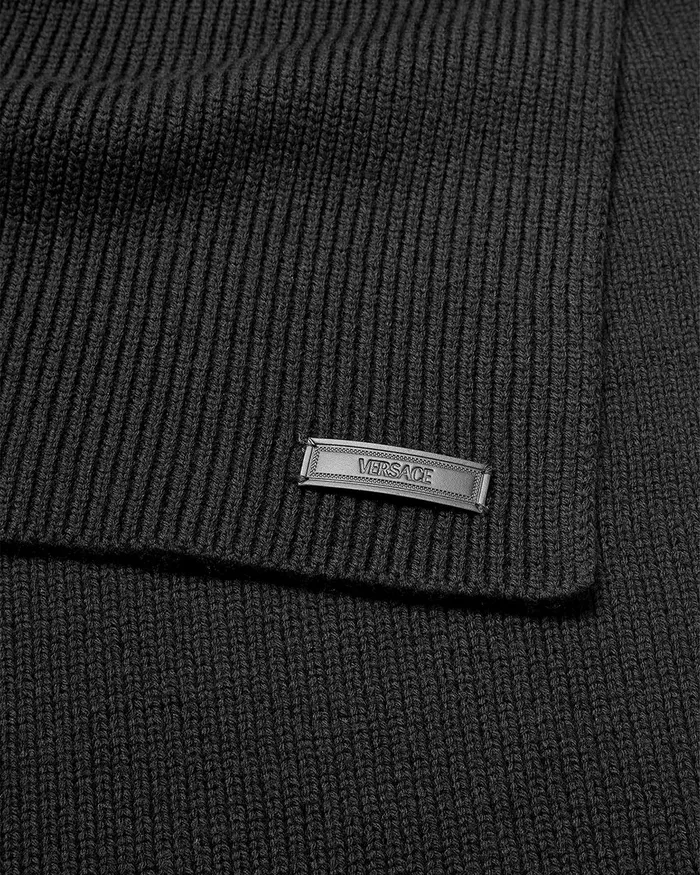 Versace Soft Accessories Men Logo Knit Scarf Black