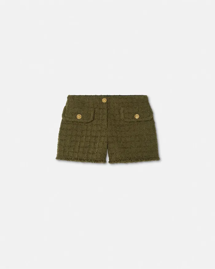 Versace Suits Women Heritage Tweed Mini Shorts Green