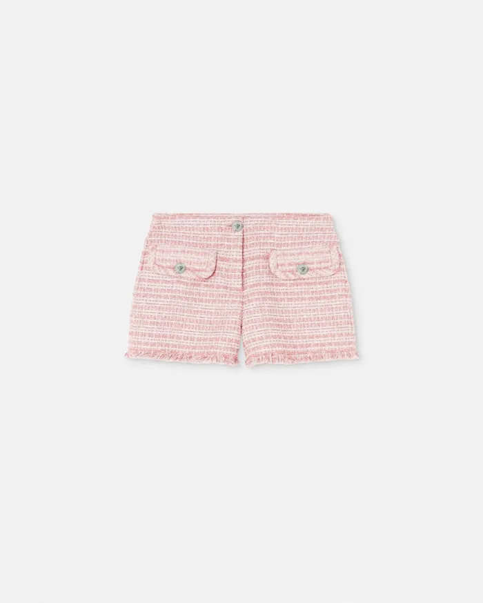 Versace Suits Women Tweed Mini Shorts Light Pink