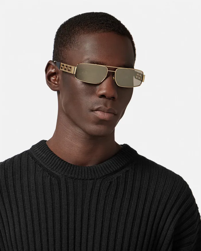 Versace Sunglasses Men Greca Sunglasses Gold