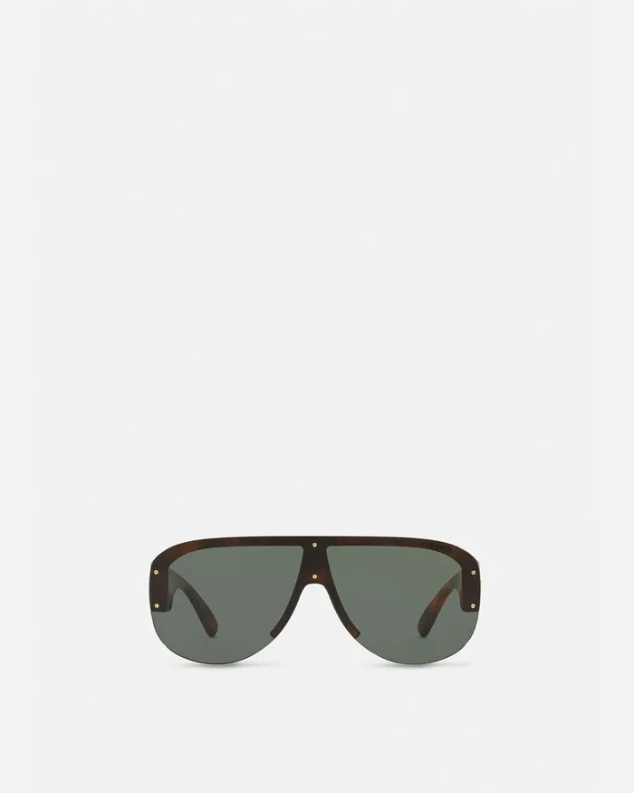 Versace Sunglasses Men Medusa Biggie Shield Sunglasses Havana