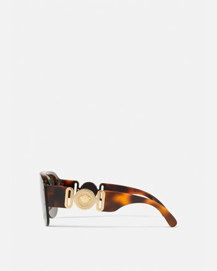 Versace Sunglasses Men Medusa Biggie Shield Sunglasses Havana