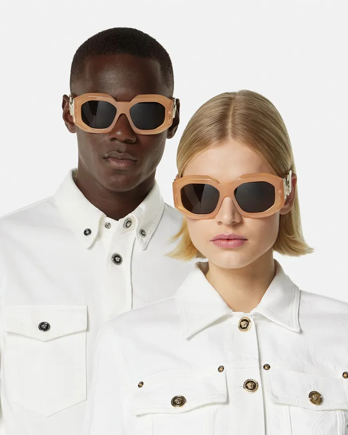 Versace Sunglasses MenWomen Maxi Medusa Biggie Sunglasses Beige