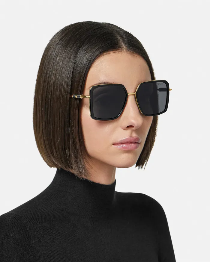 Versace Sunglasses Women Medusa Roller Squared Sunglasses Blackgold