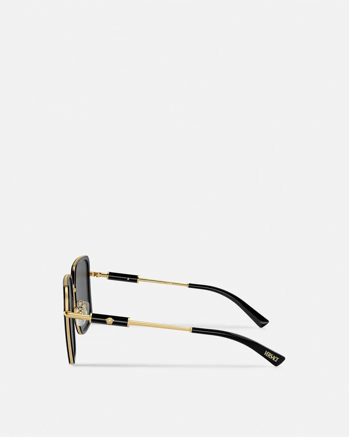 Versace Sunglasses Women Medusa Roller Squared Sunglasses Blackgold