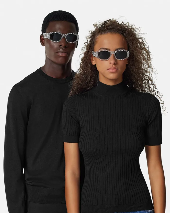 Versace Sunglasses WomenMen Crystal Medusa Biggie Sunglasses Transparent