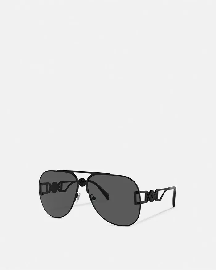 Versace Sunglasses WomenMen Medusa 03995 Pilot Sunglasses Black
