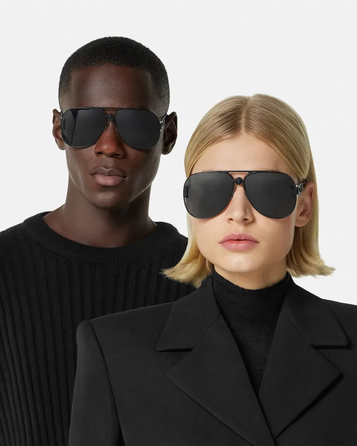 Versace Sunglasses WomenMen Medusa 03995 Pilot Sunglasses Black