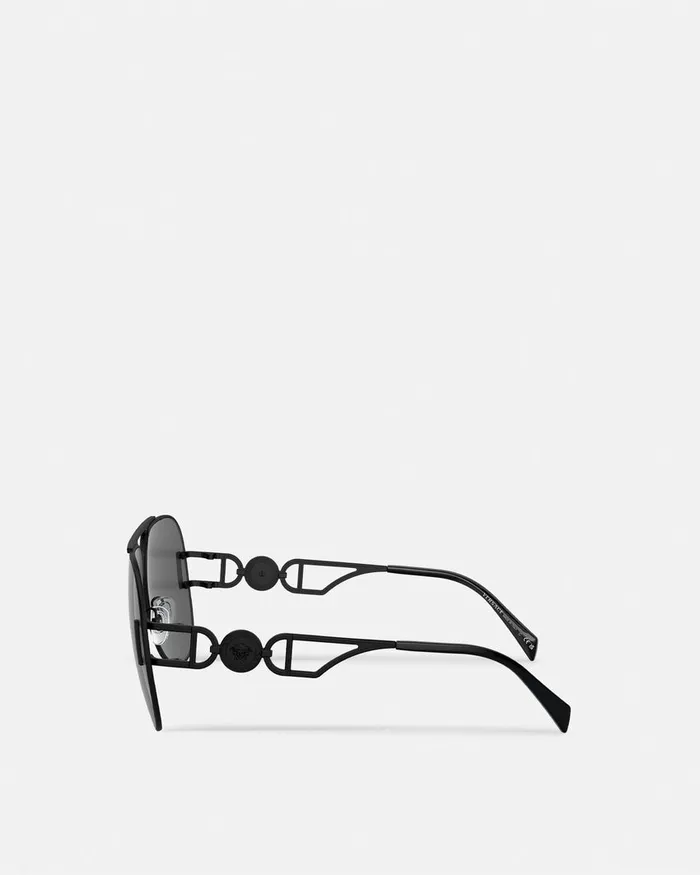 Versace Sunglasses WomenMen Medusa 03995 Pilot Sunglasses Black