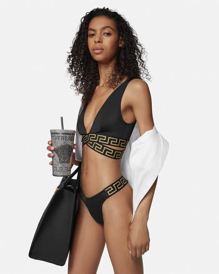 Versace Swimwear Women Greca Border Bikini Bottoms Black