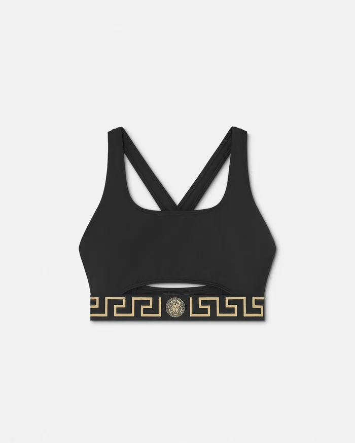 Versace Swimwear Women Greca Border Bikini Top Black