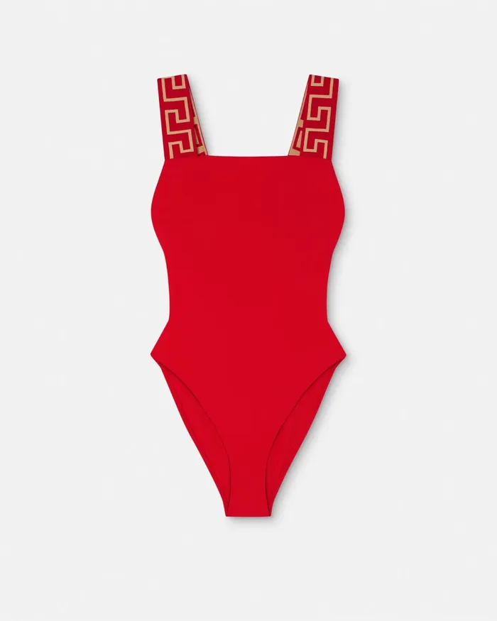 Versace Swimwear Women Greca Border OnePiece Swimsuit Red