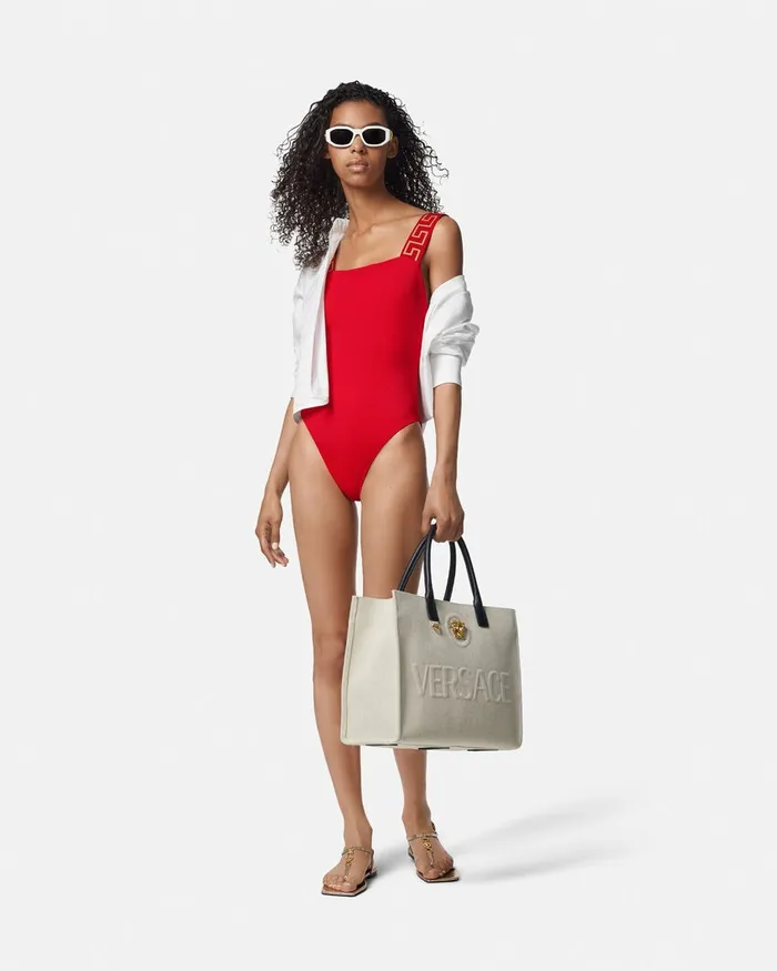 Versace Swimwear Women Greca Border OnePiece Swimsuit Red