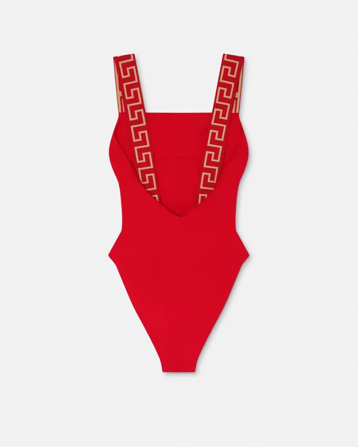 Versace Swimwear Women Greca Border OnePiece Swimsuit Red