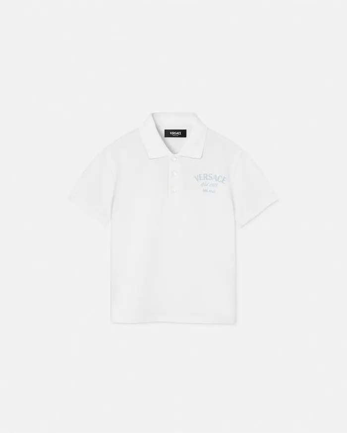 Versace Tshirts and Polos Kids University Coral Polo Shirt Whiteprint