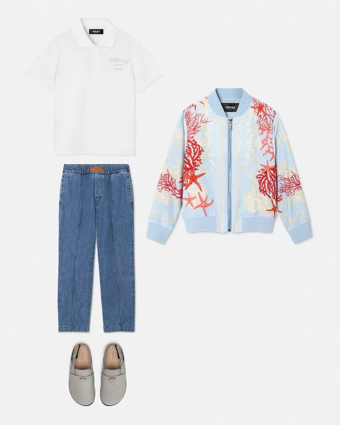Versace Tshirts and Polos Kids University Coral Polo Shirt Whiteprint