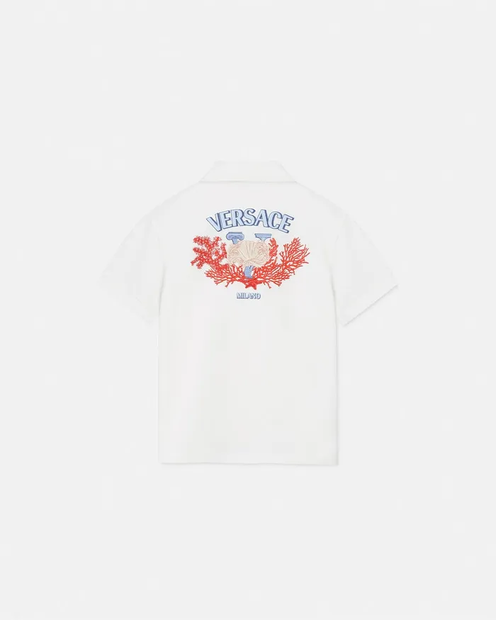 Versace Tshirts and Polos Kids University Coral Polo Shirt Whiteprint