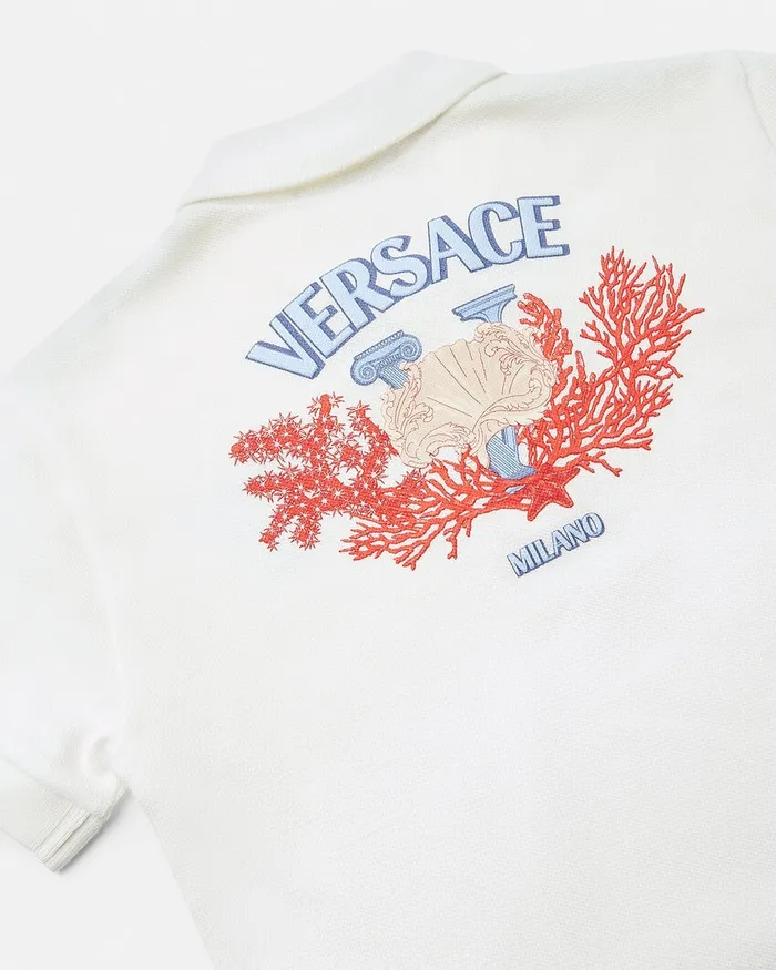 Versace Tshirts and Polos Kids University Coral Polo Shirt Whiteprint