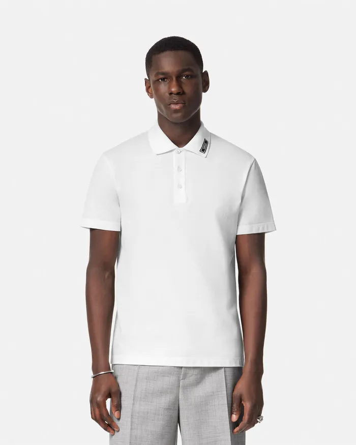 Versace TShirts and Polos Men 90s Vintage Logo Polo Shirt White
